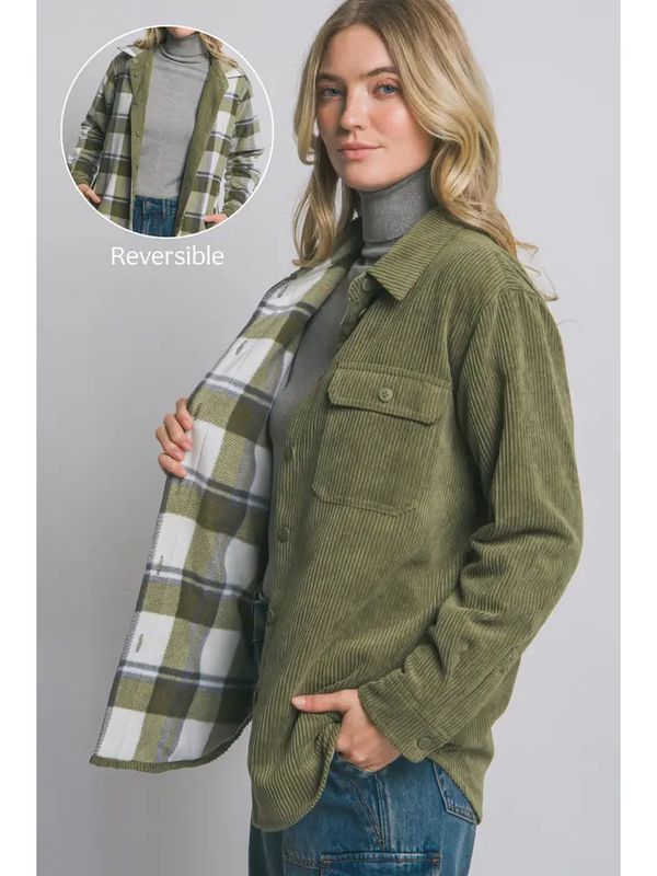 Corduroy Reversible Button Down Jacket