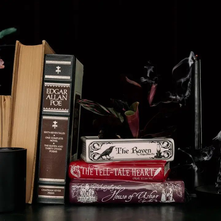Stacked Book Planter, the Raven