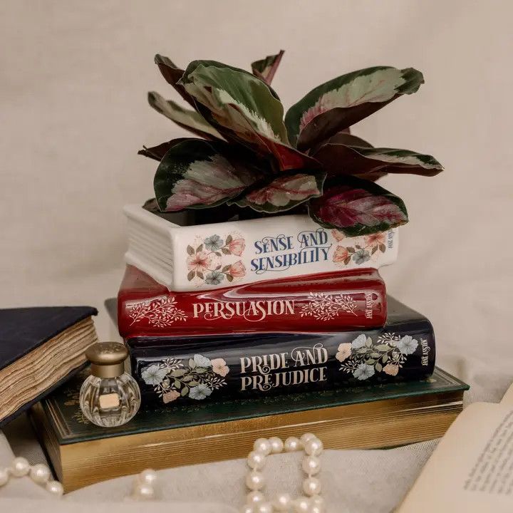 Stacked Books Planter, Jane Austen