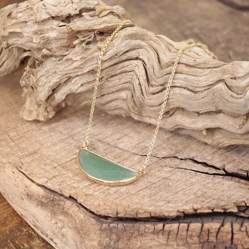 Semi Precious Dainty Necklace, Color: Green