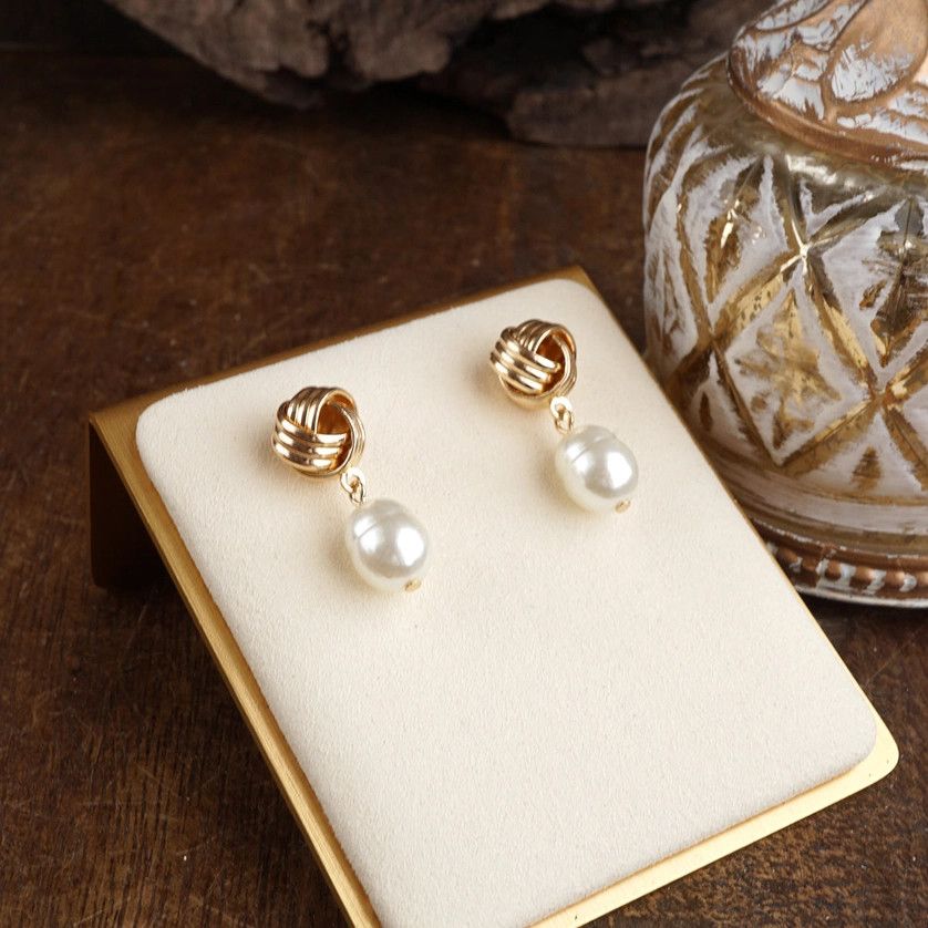 Love Knot Pearl Drop Earrings