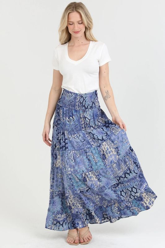 Tiered Printed Maxi Skirt