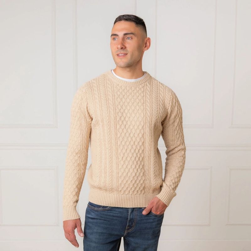 Organic Fisherman Sweater, Natural Fleck