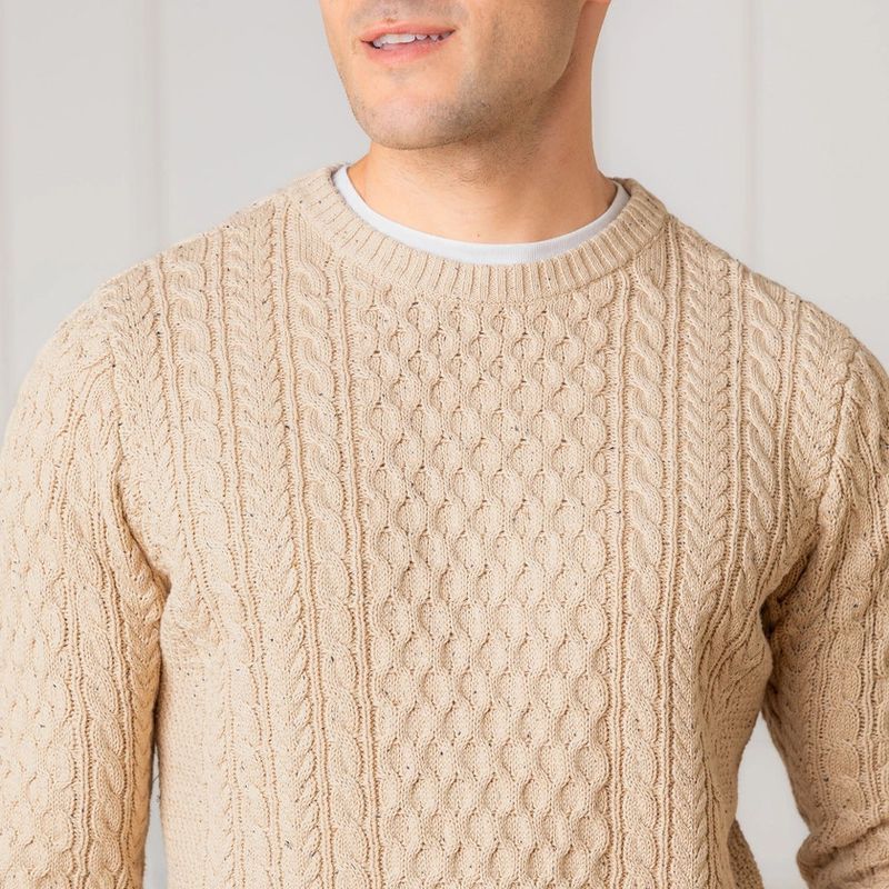 Organic Fisherman Sweater, Natural Fleck
