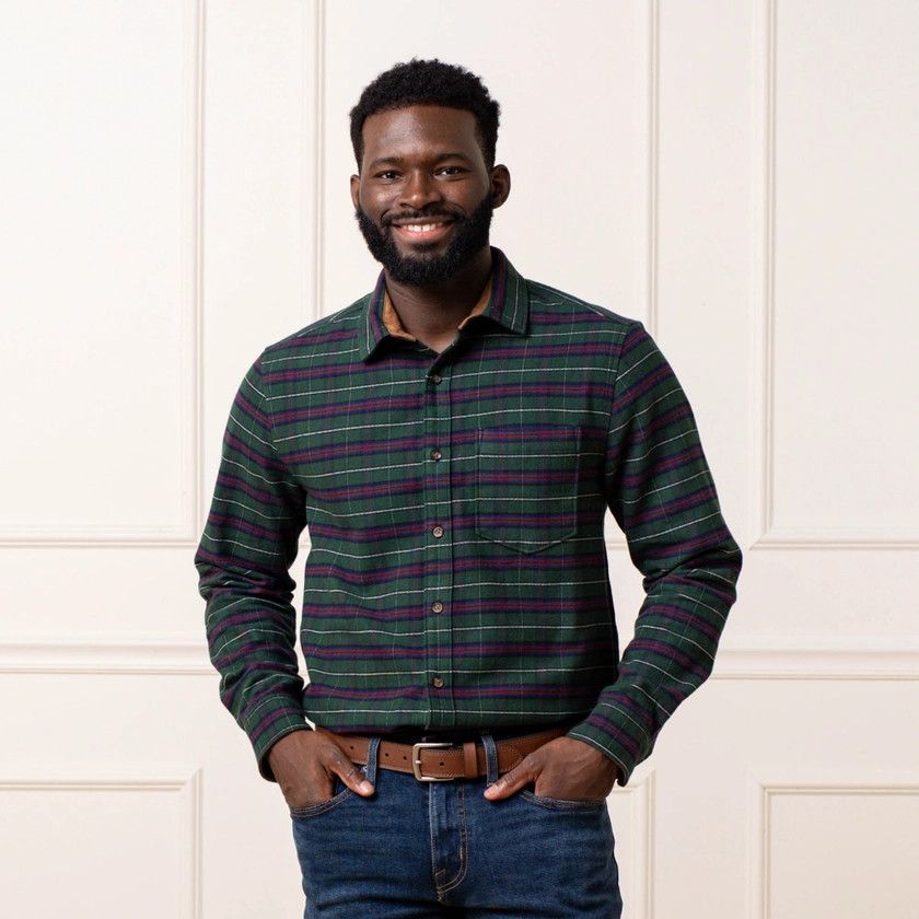 Organic Flannel Shirt w/ Suede