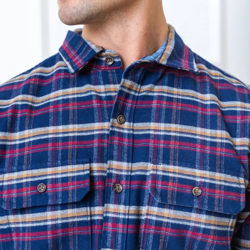 Organic Flannel Double Pocket Shirt, Autumn Navy