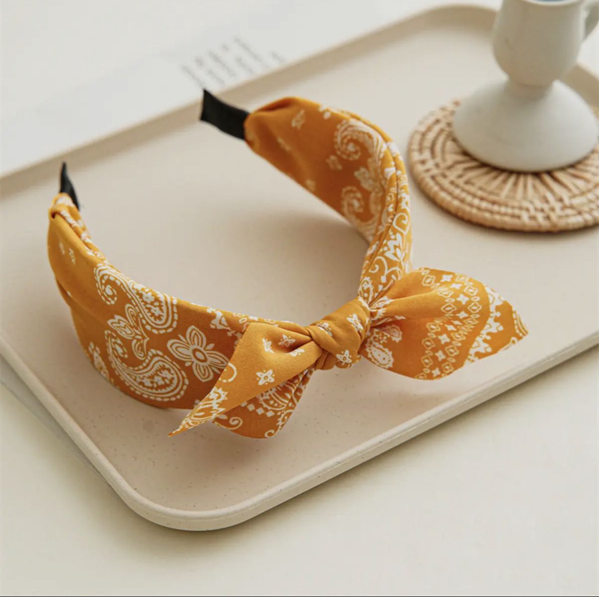 Cashew Nut Flower Wide Headband, Color: Ginger