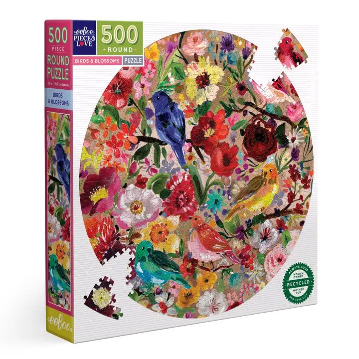 Birds and Blossoms 500 Piece Round Puzzle