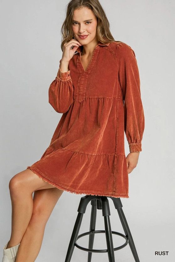 Mineral Wash Corduroy Dress