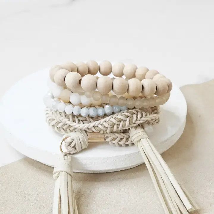 Boho Wrap Tassels and Beads Bracelet Stack