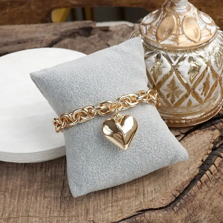 Puffy Heart &amp; Chunky Stretch Bracelet