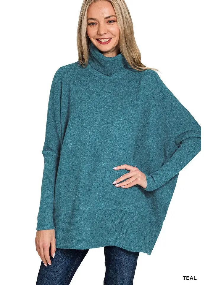 Brushed Melange Hacci Turtleneck Sweater