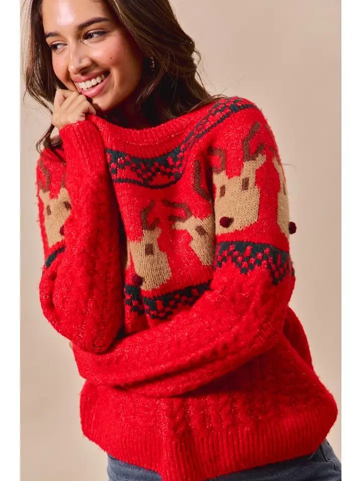 Rudolph Reindeer Face Pattern Sweater