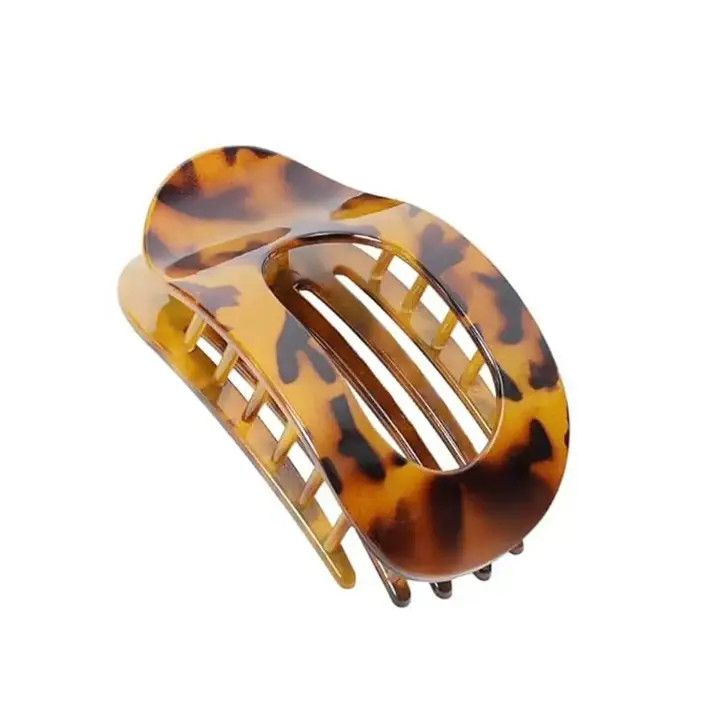 Edgy Leopard Flat Duckbill Hair Claw, Color: Camel