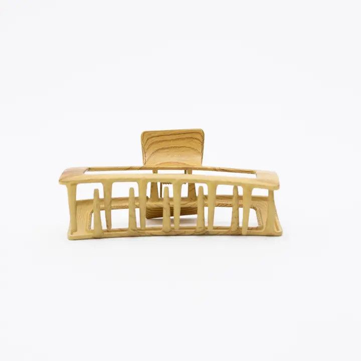 Retro Wood Print Metal Hair Claw Clip