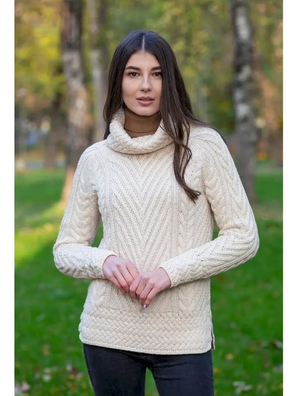 Turtleneck Ribbed Cable Knit Sweater