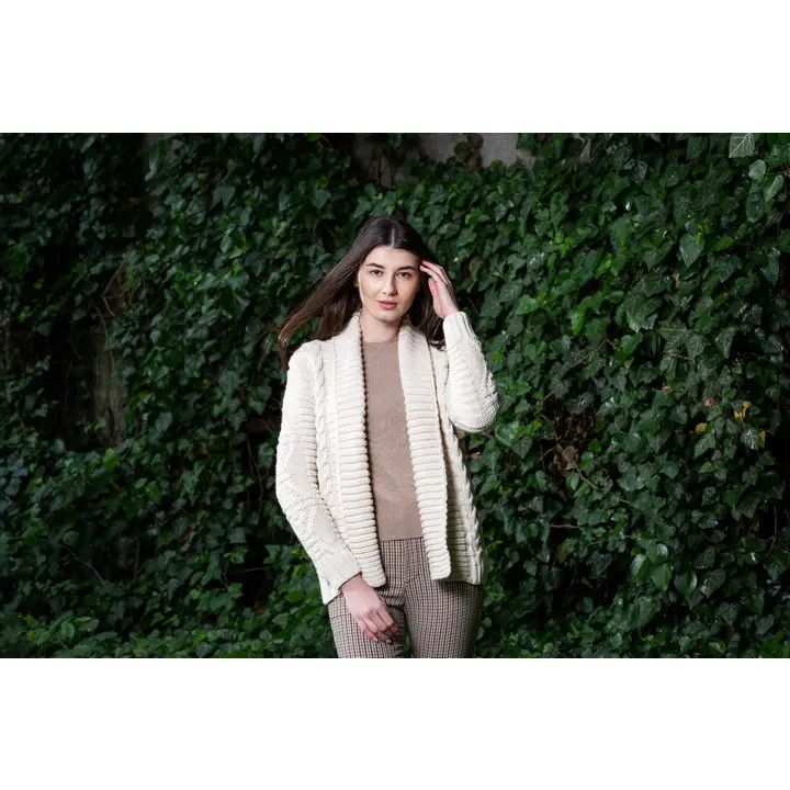 Open Front Cable Knit Cardigan