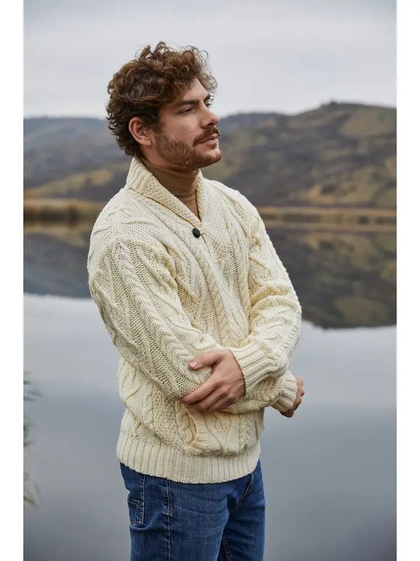 Shawl Collar Single Button Sweater