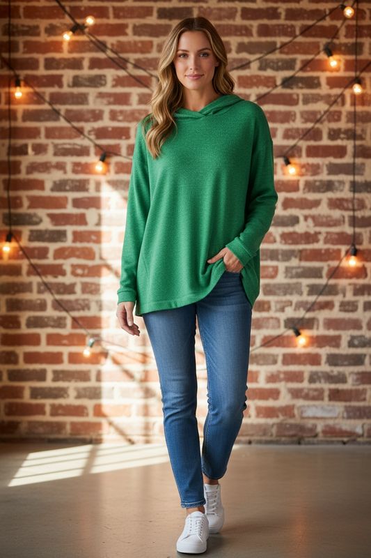 Hooded Brushed Melange Hacci Sweater