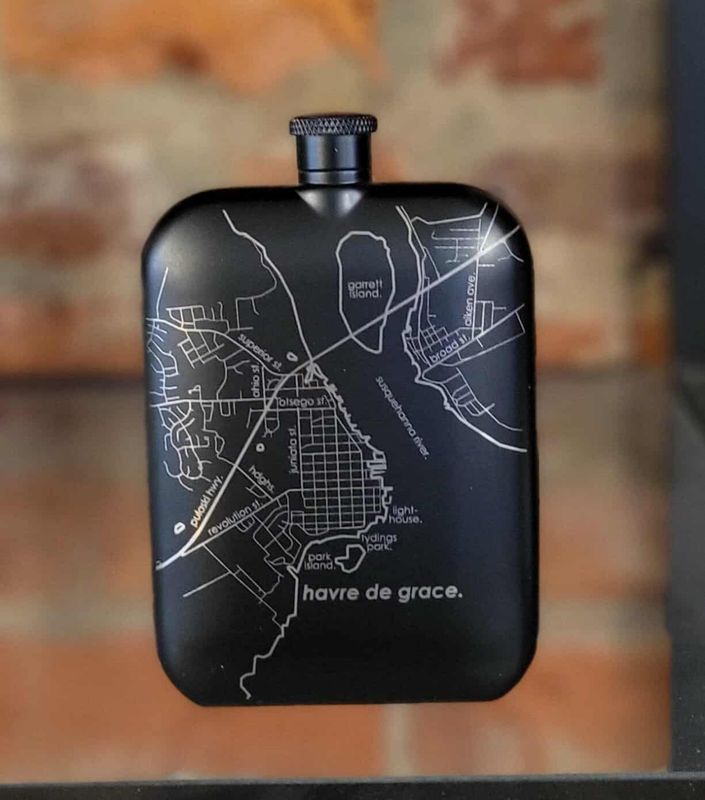 Hometown Maps Pocket Flask - Matte Black