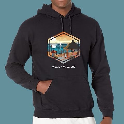 &quot;The Promenade&quot; Hooded Sweatshirt, Black