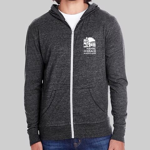 Grey Hooded Full Zip LW Sweatshirt