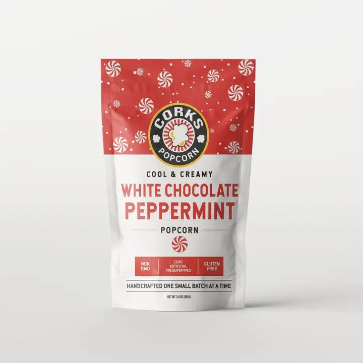 White Chocolate Peppermint Popcorn, 3oz