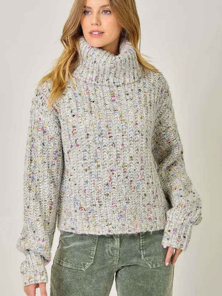 Turtleneck Mixed Yarn Sweater