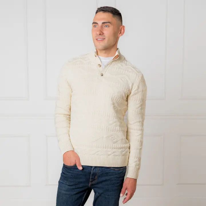 Organic Mock Neck Cable Sweater