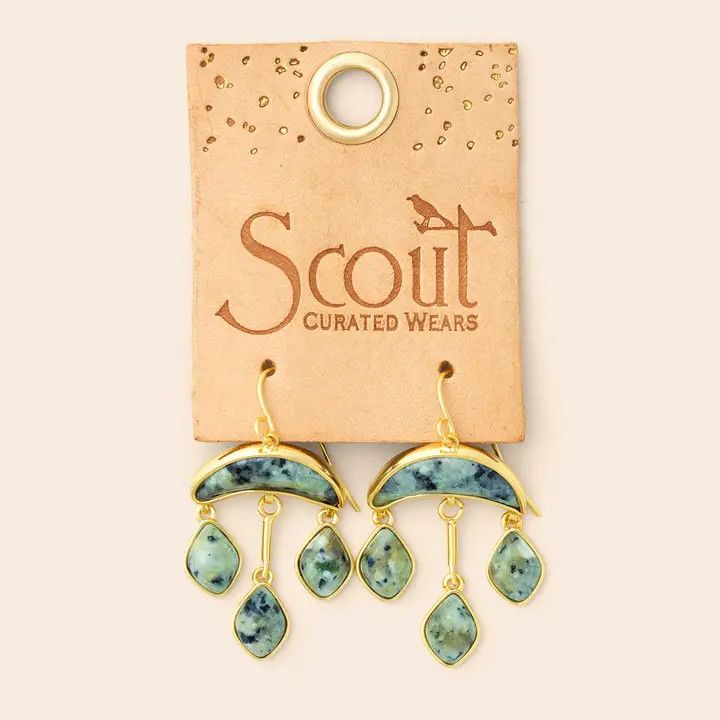 Stone Crescent Drop Earring