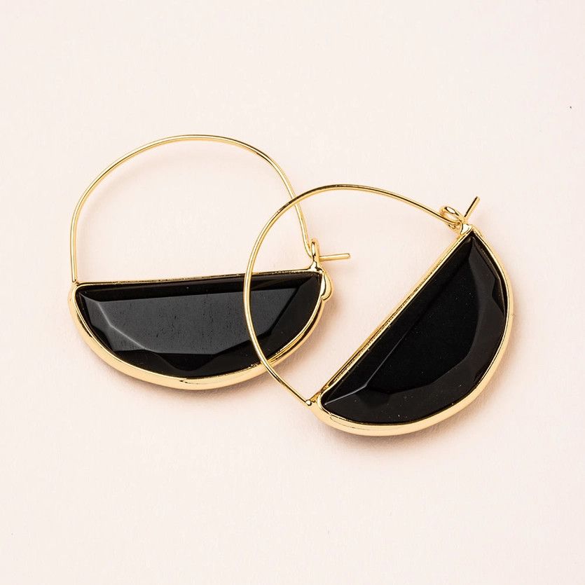 Stone Prism Hoop, Color: Black Spinel/Gold