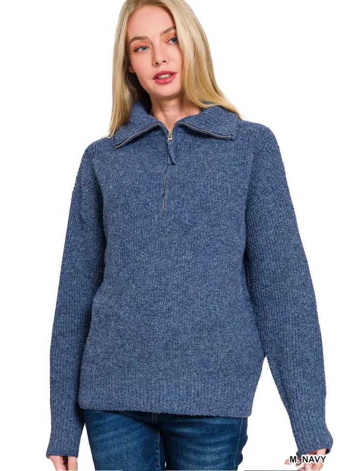 Half Zip High Collared Pullover