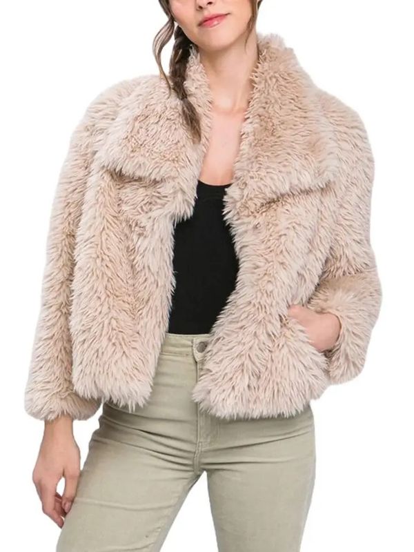 Mid Waist Faux Fur Coat