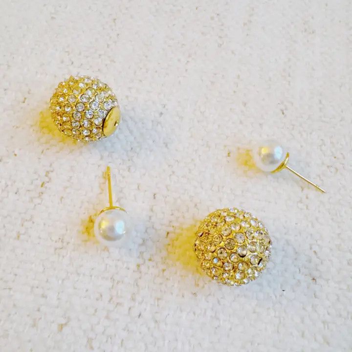 Disco Ball with Pearl Back Earrings