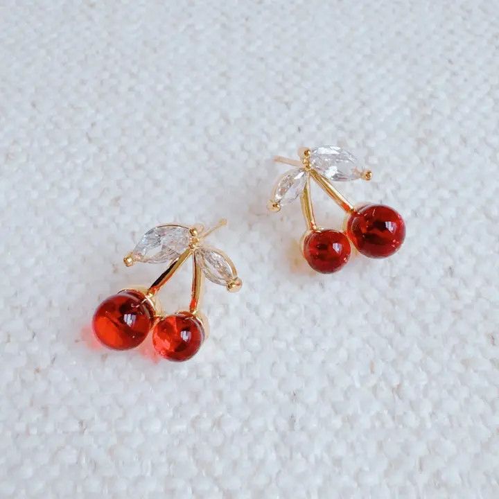 Jewel Cherry Stud Earrings