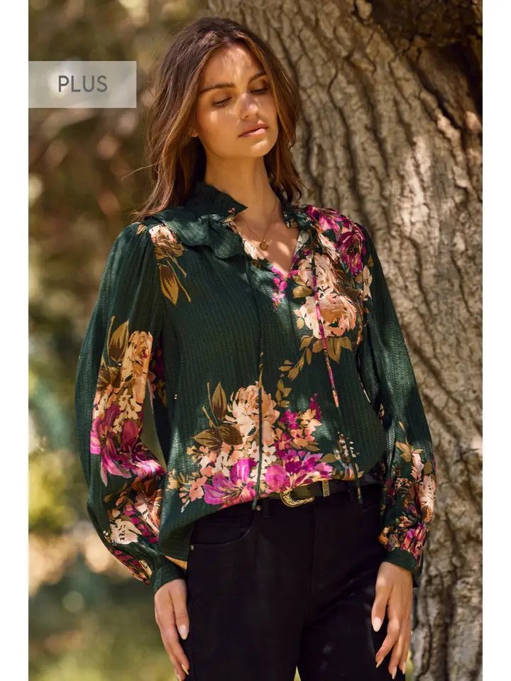 Floral Printed Long-Sleeve Blouse