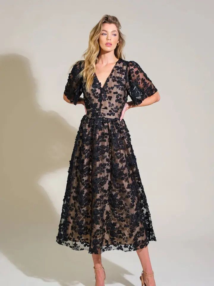 A Woven Lace Midi Dress