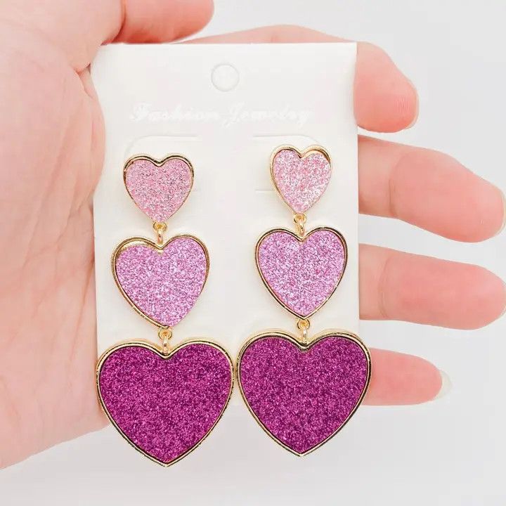 3-color Heart-Shaped Pendant Earrings