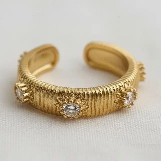 Chic Adjustable Geometric Ring with Dazzling Accents