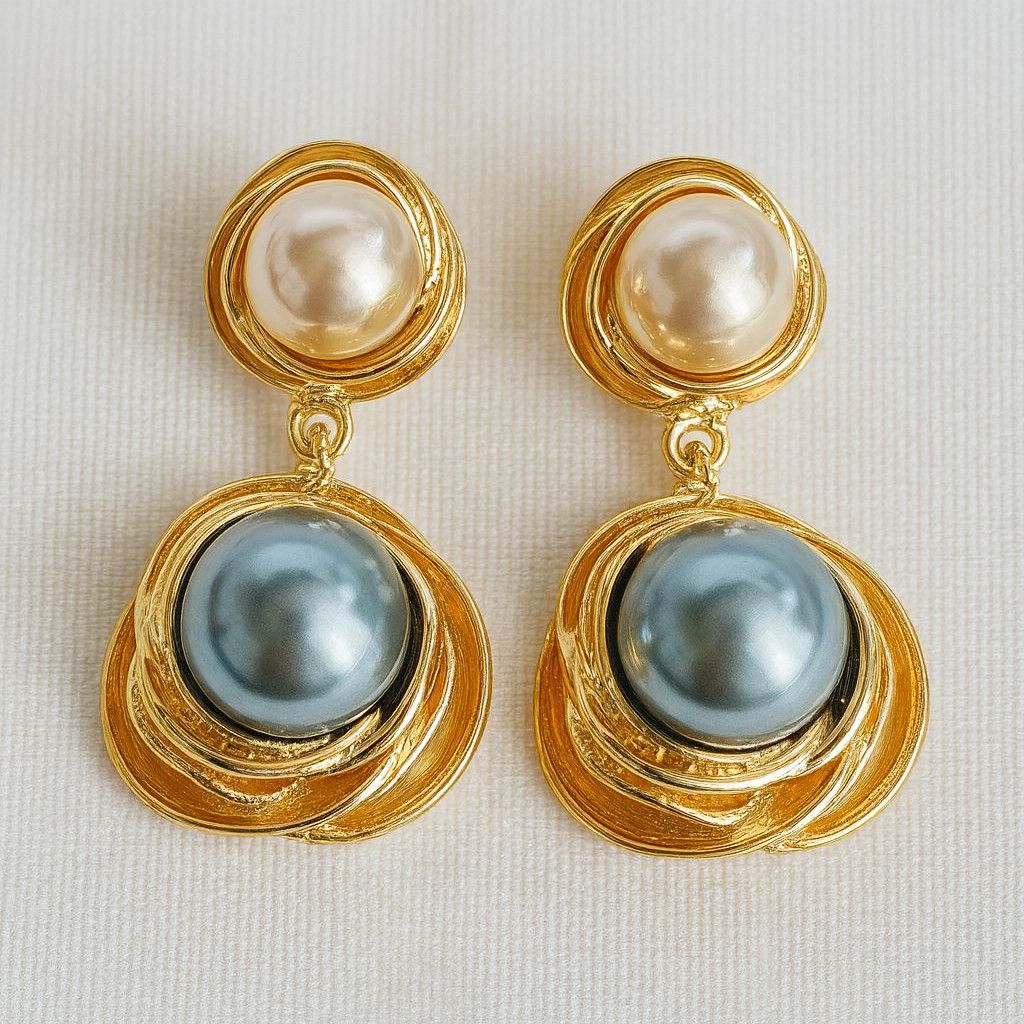 Classic Geometric Pearl Drop Earrings