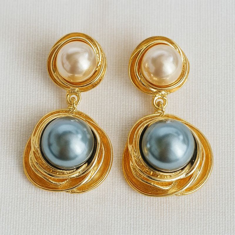 Classic Geometric Pearl Drop Earrings