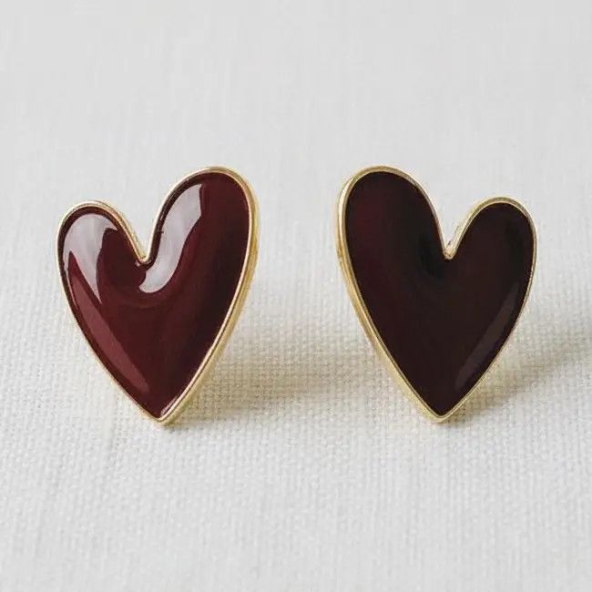 Heart-Shaped Gemstone Drop Earrings