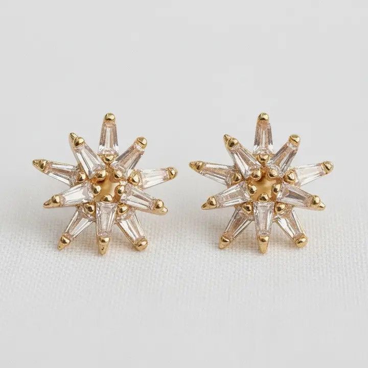 Star-Shaped Drop Earrings with Sparkling Accents