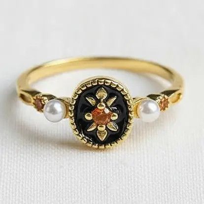 Vintage Enamel Drip Ring with Artistic Design