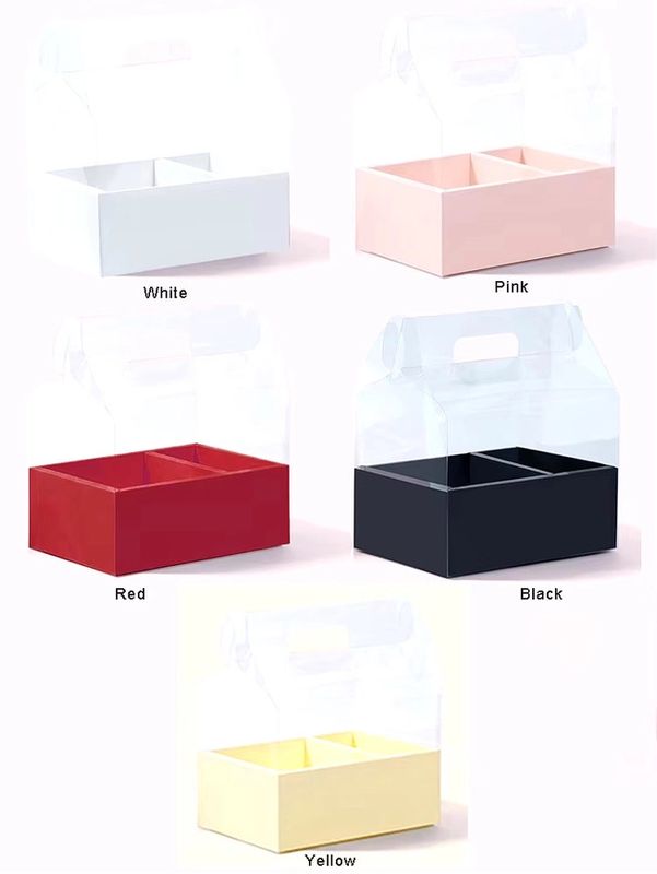Transparent Flower Gift Box with Handle, Black