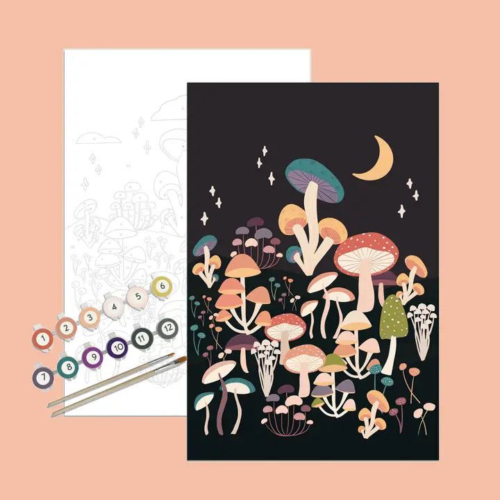 Night Mushrooms Paint By Number Kit