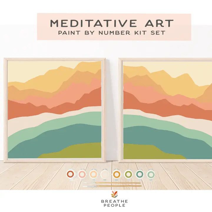 Abstract Zen Peaks Meditative Art Paint By Number Kit+ Easel