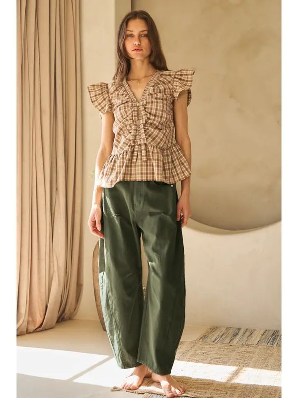 Acid Washed Colored Barrel Denim Pants