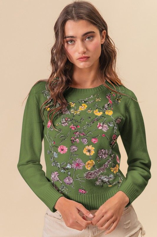 Flower Embroidery Sweater