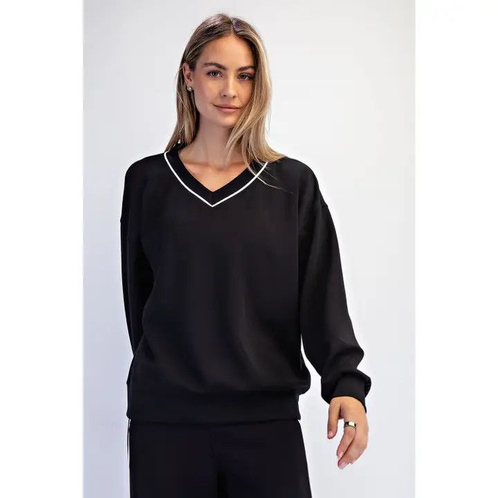 Modal Scuba V Neck Piping Top